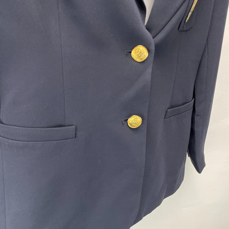 Blazer vintage Petite Sophisticate para mujer 8 chaqueta escudo botones de metal dorado años 90 Foto 4 de 4