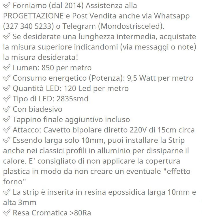 STRISCIA LED BIANCA 220 Volt 2835 DIMMERABILE. Da 0,5 a 30mt. STRIP 220V Strisce - Immagine 2 di 3