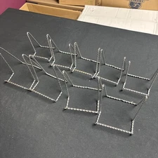 VTG LOT 9 Silver TONE TWISTED METAL WIRE PICTURE PHOTO HOLDER ART DISPLAY STAND