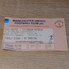 TICKET STUB- MANCHESTER UNITED V TOTTENHAM HOTSPUR- PREMIER LEAGUE- OCTOBER 1993