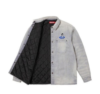ジャケット・アウター Supreme Quilted Lined Denim Snap Shirt S Supreme Quilted Lined Denim Snap Jacket Large Brand New In