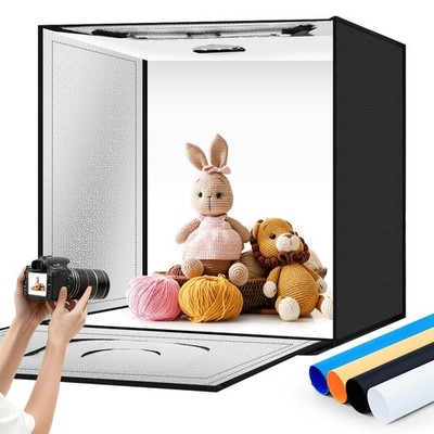 Light Box Photography 20''x20'' with 80LED Lights and 4 Color Backdrops Photo B...