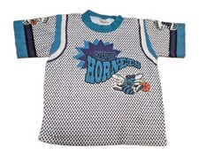 VTG 90s Charlotte Hornets Graphic AOP Shirt Kids 8 NBA Small Flaws See Details
