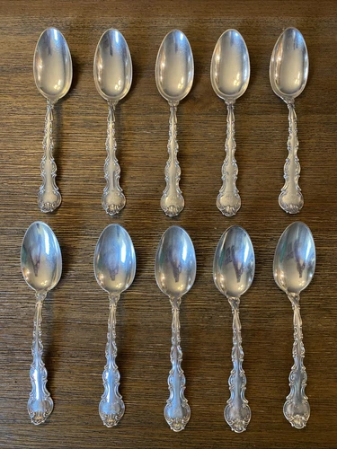 10 VTG Sterling Silver Gorham Strasbourg Table Spoons 7” 1897 Monogrammed B