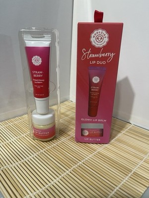 Woolzies Strawberry Lip Duo Hydrating Glow Lip Balm & Butter Set w/ Vitamin E