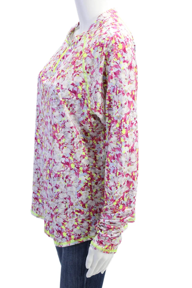 Женский пуловер JoFit эластичный с цветочным принтом высокий вырез спортивная одежда топ розовый размер XL - Изображение 2 из 4