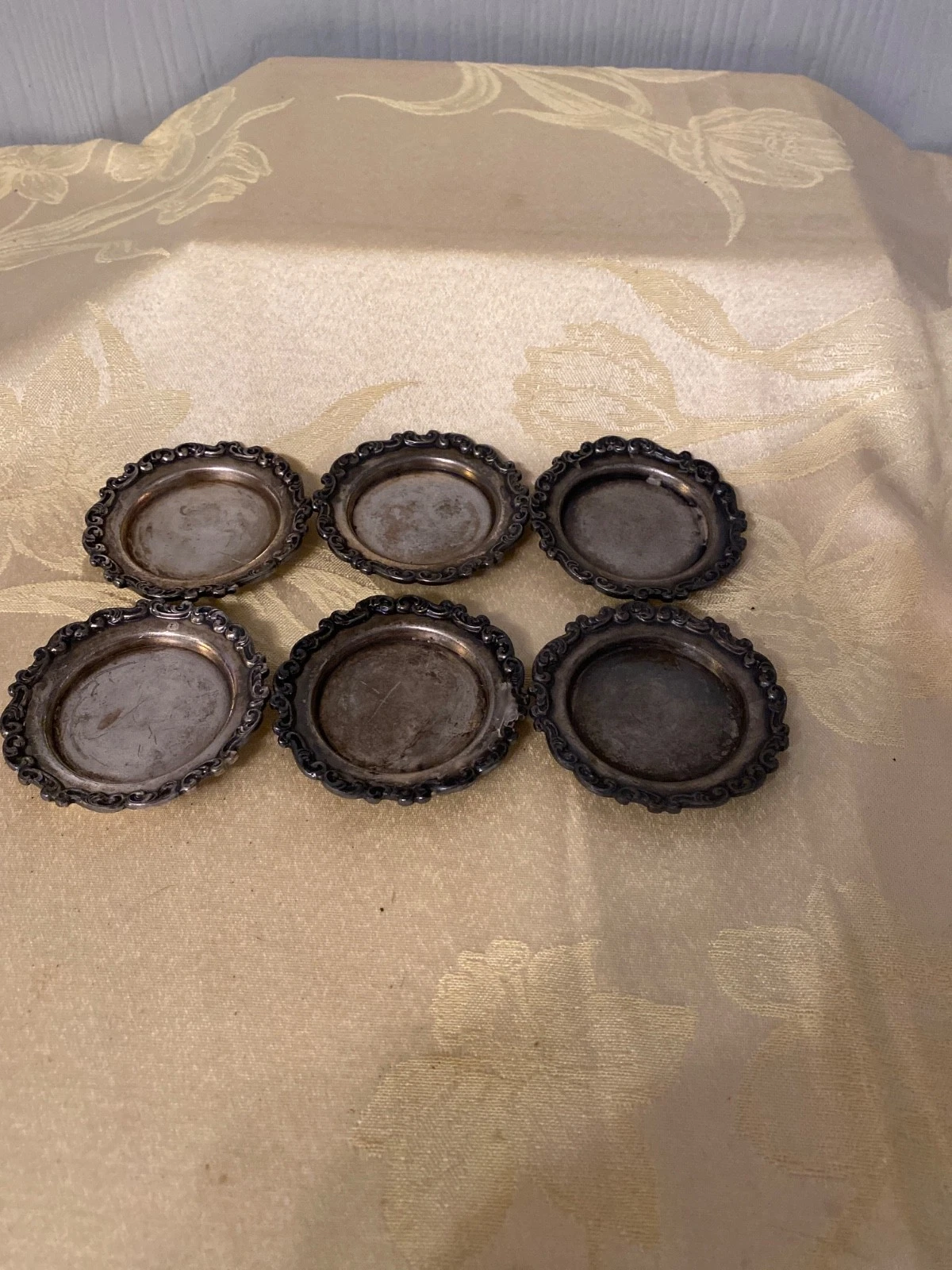 2.65”D Rogers Bros Silver Co Butter Pats Triple Plate Silverplated 1610 Set of 6