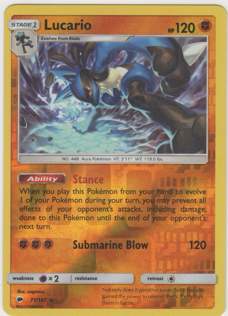 Lucario 71/147 Sm-Burning Shadows Reverse Holo