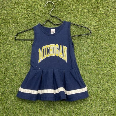 Vintage Michigan Wolverines Cheerleader Dress Toddler 2T Blue Cheer Kids 70s 80s