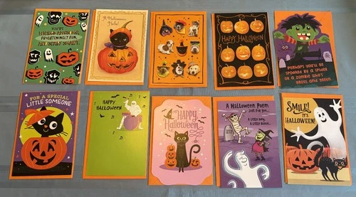 Lot of 10 Brand New Hallmark Expressions Halloween Greeting Cards w Envelopes