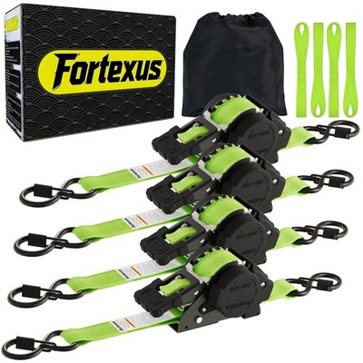 Fortexus Retractable Ratchet Straps,1'' x 12' Tie Downs Automatic Retractable...