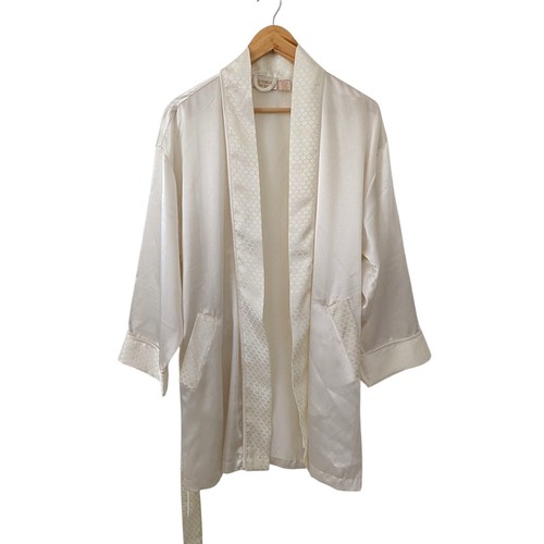 Vintage Gold Label Victoria's Secret VS Satin Morgenmantel Kimono Blumenbesatz Einheitsgröße - Bild 3 von 6