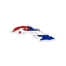 Cuban Shaped Cuba Flag Sticker Decal
