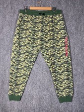 True Religion Sweatpants Mens XL Green Camo Jogger Drawstring Stretch Taper Leg