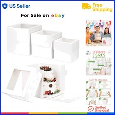 Cake Boxes Paper Tall 3 Sizes Window Disposable Bakery or Gift Carrier