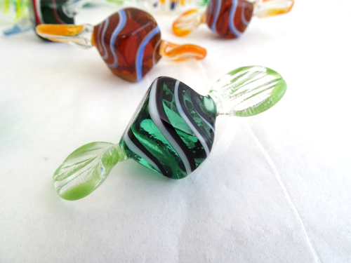 Murano Glass Art Wrapped Candy-12 Pieces Colorful Stripes / FedEx FS / 36795 - Picture 4 of 21