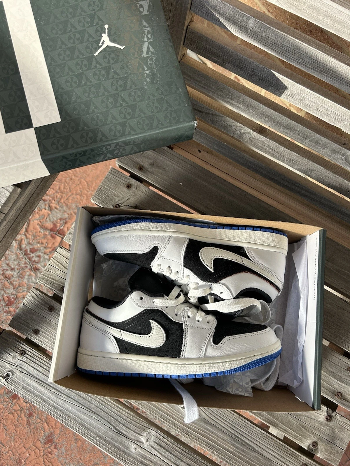 Nike Air Jordan Low Quai 54 UK5.5 38 nuove con etichette scatola sneakers scarpe da ginnastica Dunk nere retrò