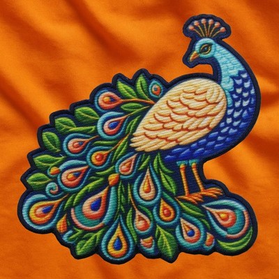 Peacock Patch Iron-on Applique Clothing, Peafowl, Animal, Bird Badge, Feather