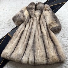 SAGA FOX Blue Frost Fox Fur Long Coat Total Length 126cm Size F