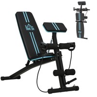 HOMCOM Foldable Dumbbell Bench Weight Training, 7 Incline Adjustable, Blue