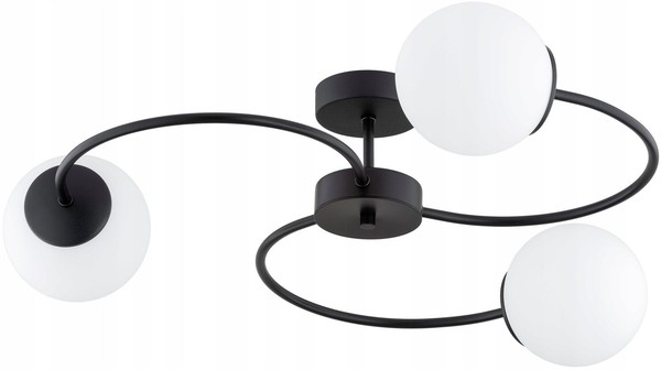 Deckenleuchte Flur 3-Flammig Glas Schwarz E27 B:60 Cm Deckenlampe Wohnzimmer-image