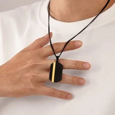 Mens Stainless Steel Black Military Dog Tag Pendant Necklace Chain 24''