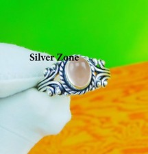 Rose Quartz Gemstone 925 Sterling Silver Handmade Jewelry Ring Size 5 to 13