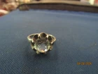 VINTAGE STERLING SILVER LARGE FACETED CLEAR SAPPHIRE BEAUTIFUL RING