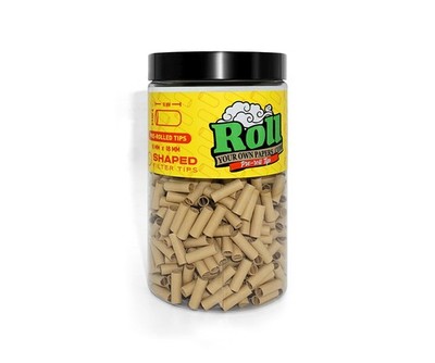 Natural Unbleached Pre-Rolled Filter Tips, Ø6mm - Bottle of 500 Tips