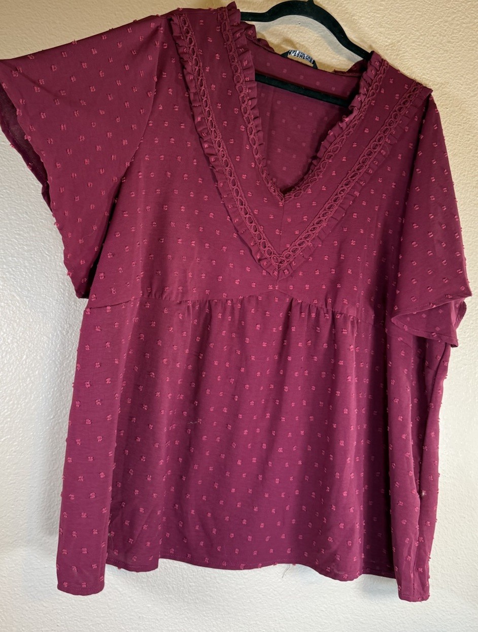 BloomChic Plus 22/24 Textured Flutter Sleeve Cran… - image 1