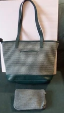 Thirty One ￼Little Dreamer Dotty Weave Green Bag Purse-Tote & Makeup Bag-MINTY!