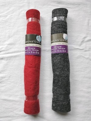 Dimensions 100% Wool Red & Grey Needle Felting Crafts Two (2) Rolls 