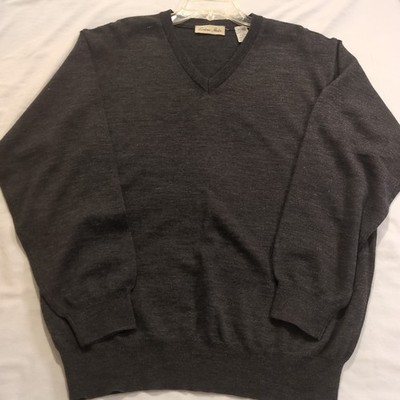 Cortina Mens Lg Blue Merino Wool V Neck Sweater Italy Capsule