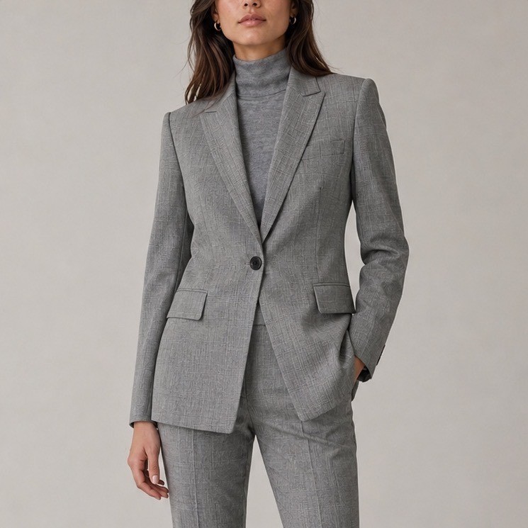 Theory Etiennette B Women's 00 Gray Wool Blazer Office Career Tailored Classic
