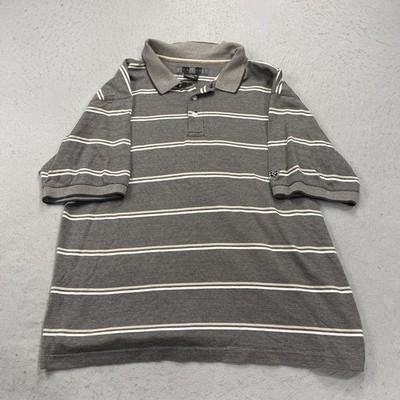 VINTAGE Nike Polo Shirt Mens XL Brown Sunday Tiger Woods Golf Striped 90s
