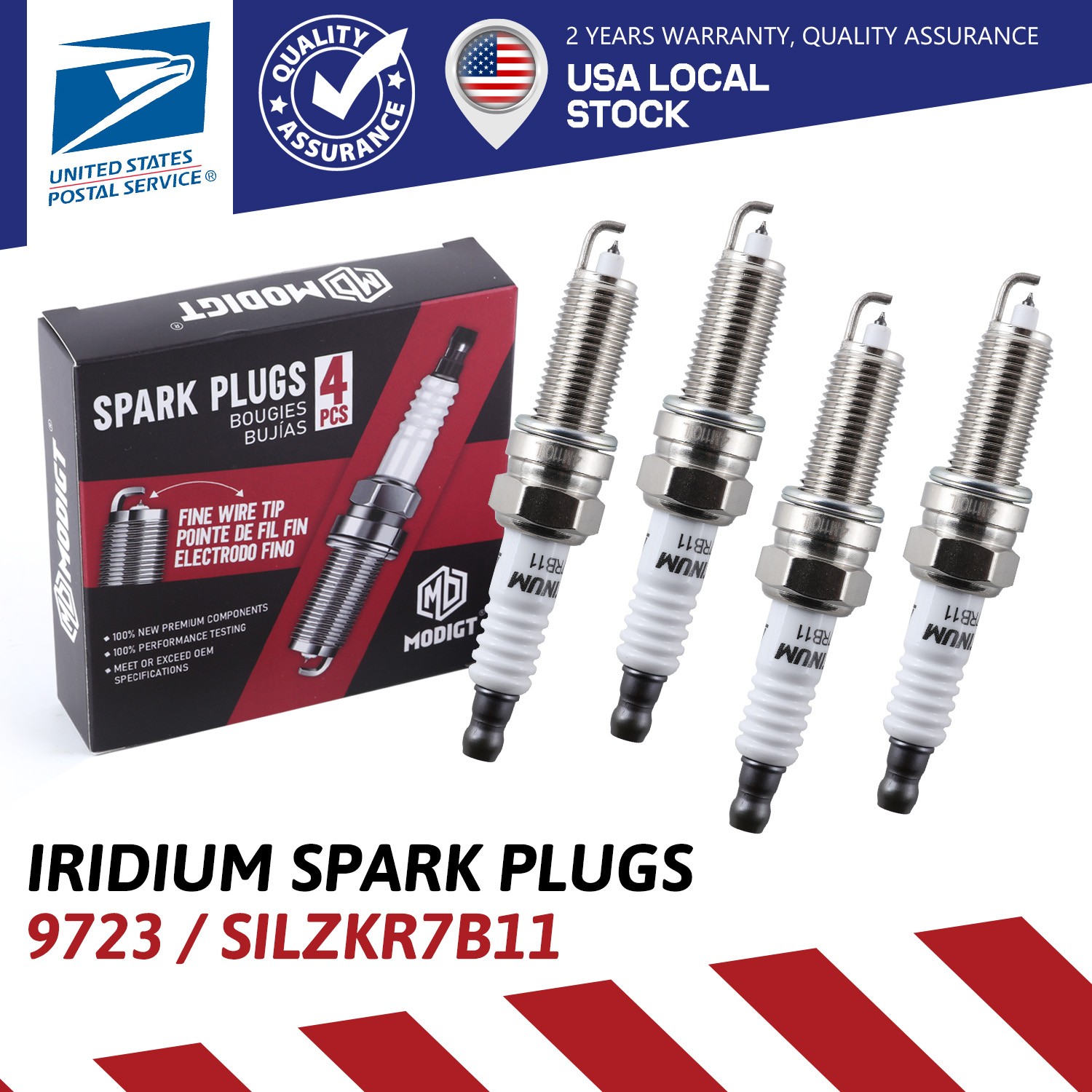 4Pcs For NGK SILZKR7B11 9723 Iridium Spark Plugs For Hyundai Elantra Santa Fe