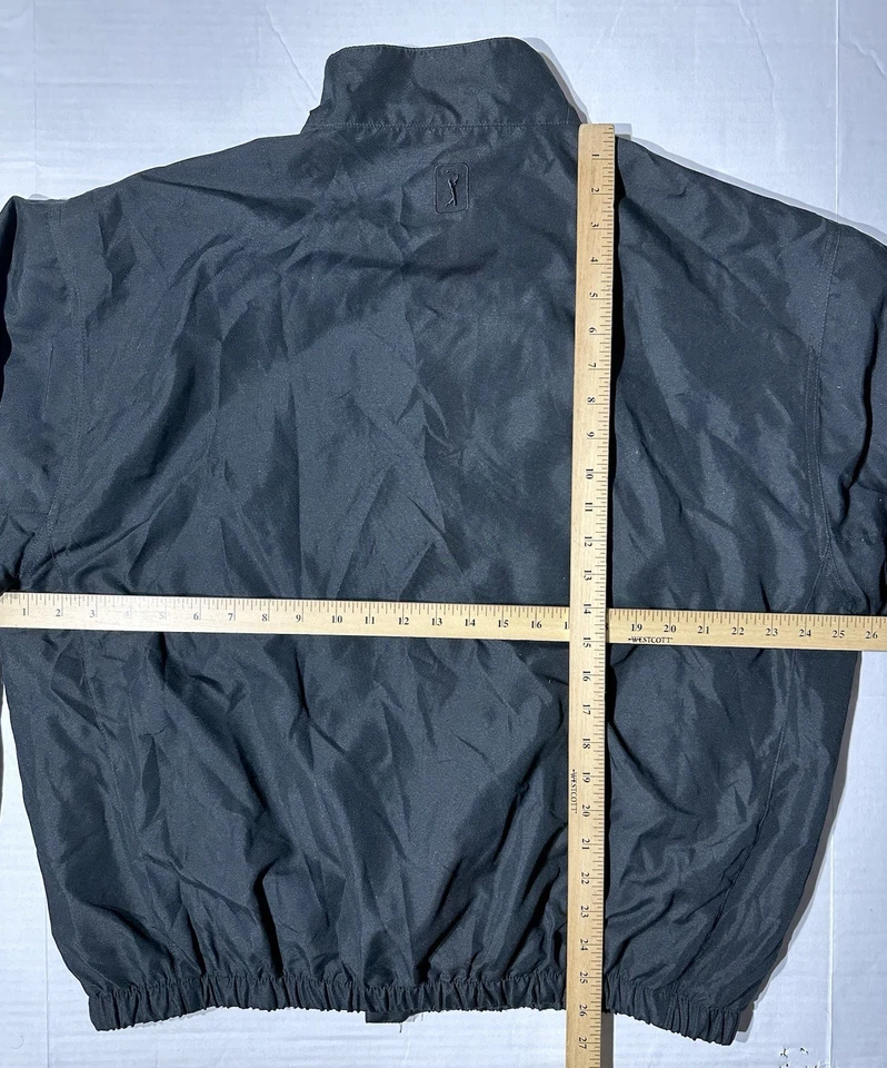 Куртка ветровка пальто для гольфа водонепроницаемая черная желтовато-коричневая отделка мужская L - Изображение 4 из 4