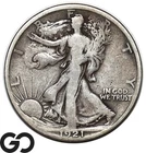 1921-S Walking Liberty Half Dollar, Avidly Pursued Lower Mintage Fine Key Date