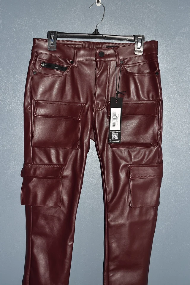 Rockstar оригинальный Kap узкие стек искусственной кожи подходит Jean размер 32, бордовый - Изображение 4 из 4