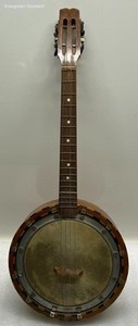 Vintage 4-string Resonator Banjo w/ Tone Ring and Wooden Rim