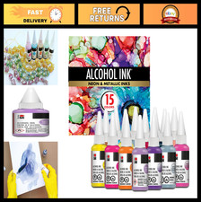 Neon  Metallic Alcohol Ink Bundle - 15 Bold Colors for Resin, DIY Crafts  Art