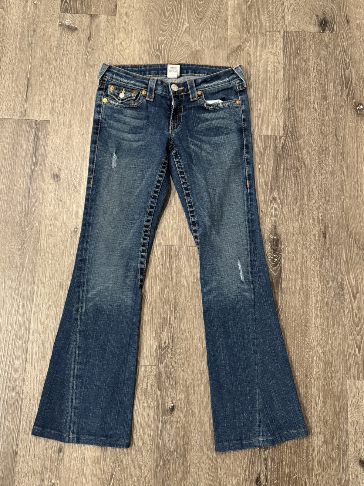 Vintage True Religion Joey Flare Jeans Women Size 28 Low Rise Made In USA Y2K