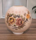 Antique Hand Painted Milk Glass Oil Lamp Ball Globe Shade Floral Design 💐
