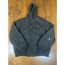 Carhartt Active Jacket Black Duck Canvas Quilted Hooded Work Jacket Mens XL