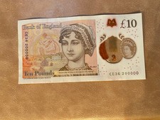 Rare �10 note, unique serial number 200000