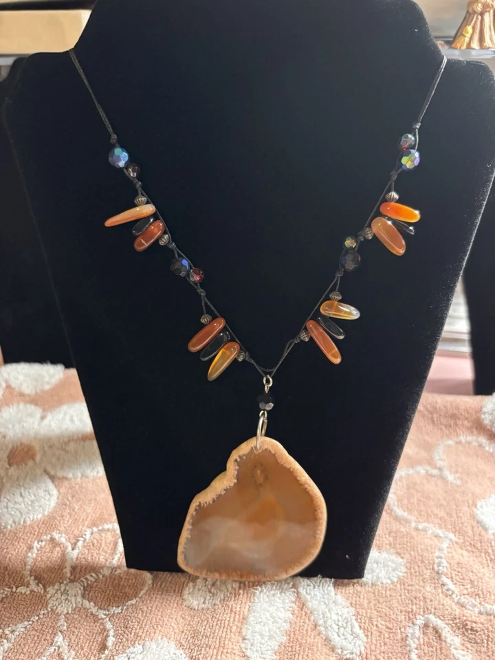 Red Agate Stone On Black Leather Cord - Image 2 of 4