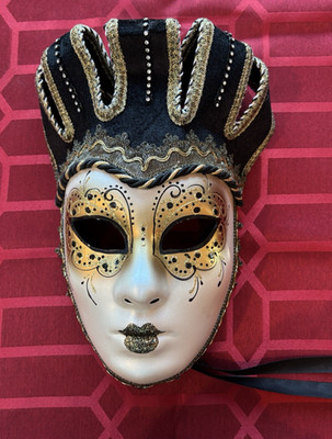 Venetian Mascarade Full Face Mask Italian Venezia Mardi Gras Carnival Black Gold
