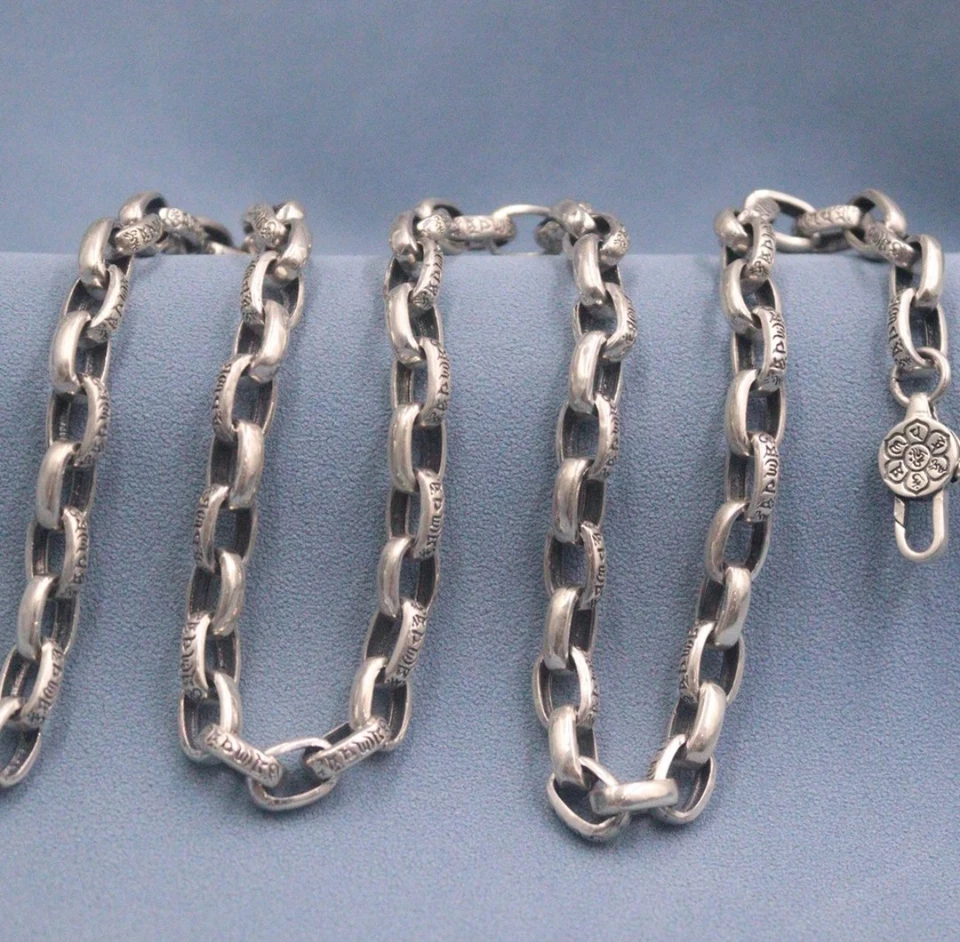 Men’s Fashion Heavy Rolo Chain 55cm – Rugged Steel Necklace, Sutra Engraved - Image 3 of 4