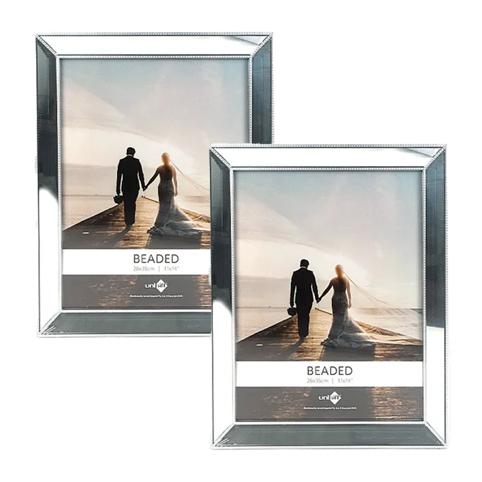 1/2P Silver 28*35cm Beaded Frame Picture Photo Frame Display Hanging Photo Gifts - image 3 of 3