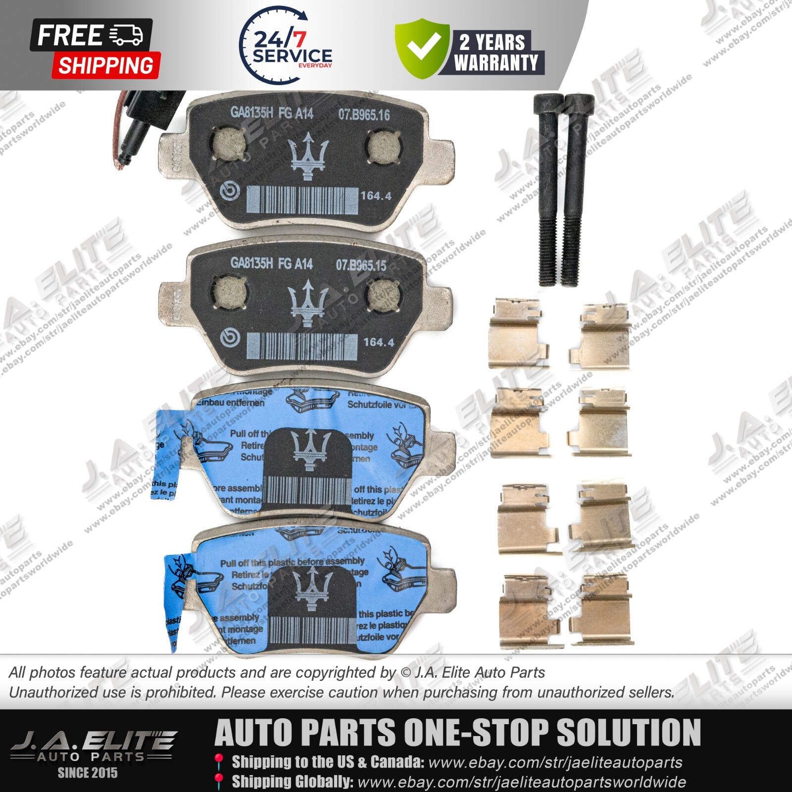 Genuine Rear Brake Pads Set for Maserati Ghibli Quattroporte (2 Piston Calipers)